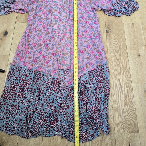 Umgee Pink and Blue Floral Animal Print Duster Kimono Large - Picture 8 of 9